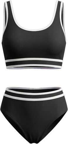 BUERCWS Girls 2 Piece Swimsuit Cute Colorful Padded Cover-Up Bikini Bathing Suits High-Waist Summer Beach Swimwear in Saudi Arabia