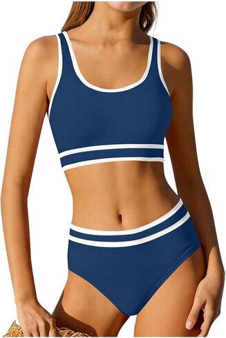 BUERCWS Girls 2 Piece Swimsuit Cute Colorful Padded Cover-Up Bikini Bathing Suits High-Waist Summer Beach Swimwear in Saudi Arabia