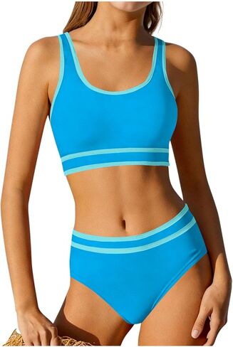 BUERCWS Girls 2 Piece Swimsuit Cute Colorful Padded Cover-Up Bikini Bathing Suits High-Waist Summer Beach Swimwear in Saudi Arabia