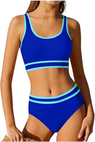 BUERCWS Girls 2 Piece Swimsuit Cute Colorful Padded Cover-Up Bikini Bathing Suits High-Waist Summer Beach Swimwear in Saudi Arabia