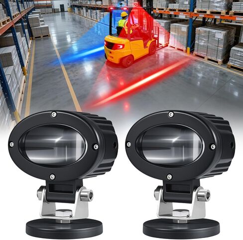 LED Forklift Safety Light 2 حزمة ، مصباح أمان مزدوج لضوء الرافعة الشوكية (Red & Green) للمنطقة الجانبية ، منطقة المشاة Warehouse ، 30W DC 10-80V in Kuwait
