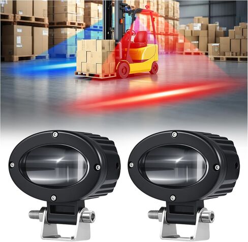 LED Forklift Safety Light 2 حزمة ، مصباح أمان مزدوج لضوء الرافعة الشوكية (Red & Green) للمنطقة الجانبية ، منطقة المشاة Warehouse ، 30W DC 10-80V in Kuwait