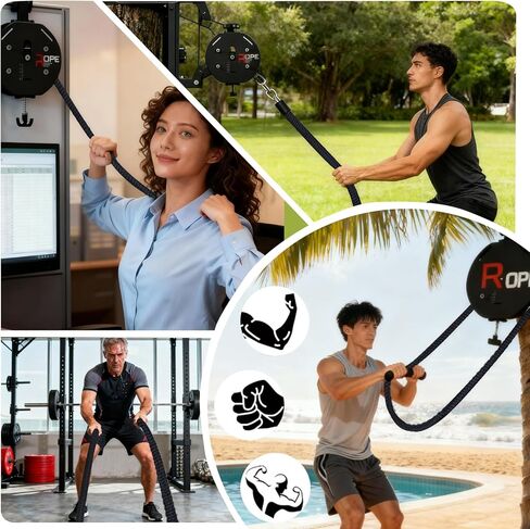 Endless Rope Trainer,Portable Cable Pulley System,Pulley Cable Machine System with Adjustable Resistance,Home Gym Equipment,for Grip,Arms,Back,Body Coordination Exercises in Saudi Arabia