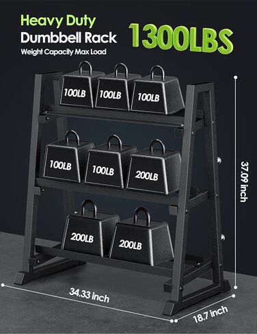 حامل دمبل من Leteuke، حامل وزن عالي التحمل مكون من 3 طبقات لصالة الألعاب الرياضية المنزلية، إطار شبه منحرف يوفر مساحة لتخزين الوزن للدمبل، وأجراس Kettlebell، والأثقال، وحامل حامل الدمبل فقط (سعة 1300 رطل) in Kuwait