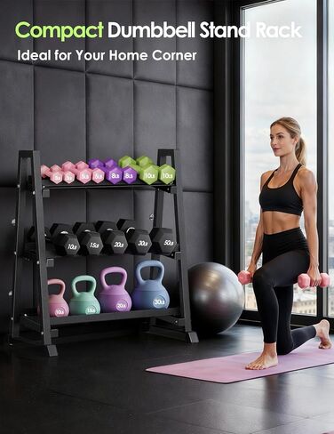 حامل دمبل من Leteuke، حامل وزن عالي التحمل مكون من 3 طبقات لصالة الألعاب الرياضية المنزلية، إطار شبه منحرف يوفر مساحة لتخزين الوزن للدمبل، وأجراس Kettlebell، والأثقال، وحامل حامل الدمبل فقط (سعة 1300 رطل) in Kuwait