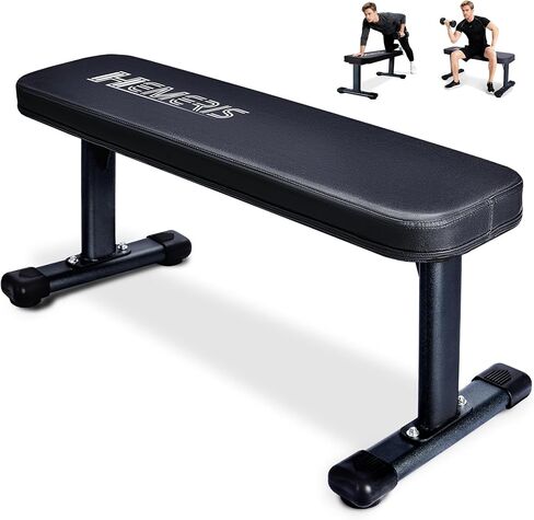 HEMERIS Flat Weight Bench, 2.4 Inch Thick Pad Workout Bench 660 LBS Bench Press Exercise Equipment for Home Gym Strength Weight Training in Saudi Arabia