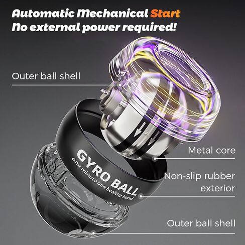 BeSokar Gyroball Wrist Exerciser Ball, 5 Level Resistance/Light Control, Gyroscopic Forearm Trainer, Strengthening Arms, Fingers, Wrist (Transparent Case) in Saudi Arabia