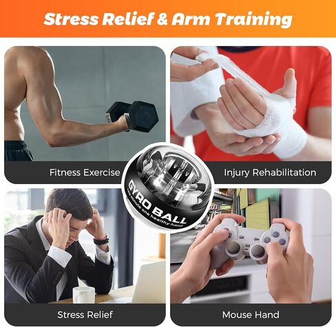 BeSokar Gyroball Wrist Exerciser Ball, 5 Level Resistance/Light Control, Gyroscopic Forearm Trainer, Strengthening Arms, Fingers, Wrist (Transparent Case) in Saudi Arabia