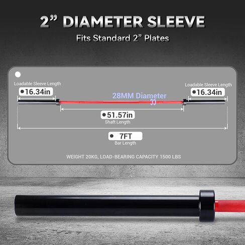 7FT أوليمبي الحديد. شريط وزن 45 رطل لضغط مقاعد البدلاء. سعة عالية 1500 رطل. لمسة نهائية من الكروم الصلب. قبضة مخرشة لتدريب القوة. رفع الاثقال. الرفعة المميتة والقرفصاء in Kuwait