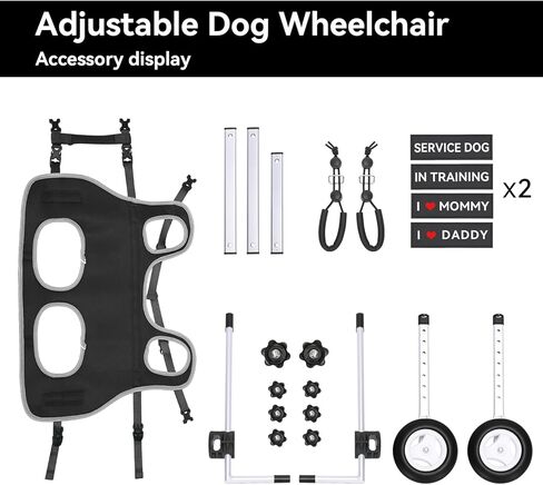 Dog Wheelchair for Back Legs,Adjustable Lightweight Aluminum Profile Pet Wheel Chair Has Added Hand-Carrying Assistance and Reflective Functions for Small Medium Dogs and Cats in Saudi Arabia
