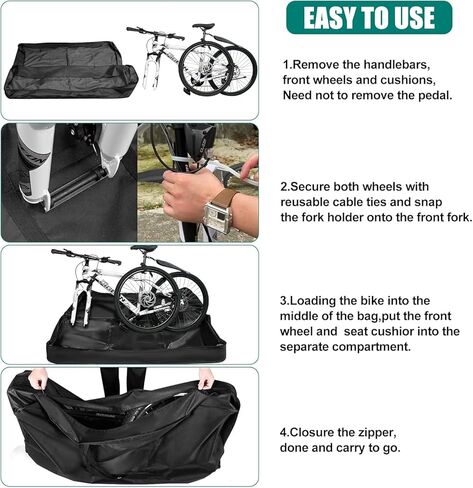 Bike Travel Bag, Upgraded 900D Heavy Duty MTB with Strong Webbing, Portable Folding 26-29 inch Bicycle Bags Bike Box Case, Transport Bicycle Storage Carry Bag Waterproof for Airplane Shipping in Kuwait