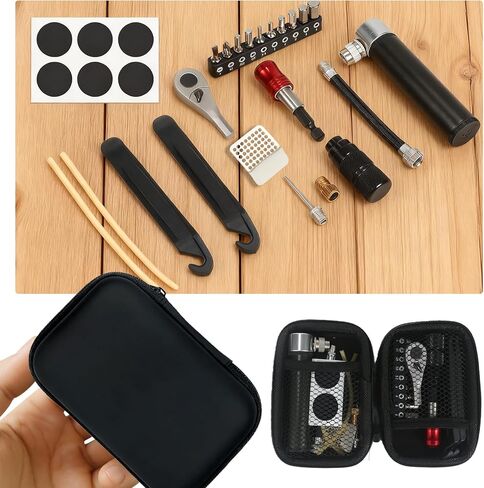 ARCUAT 28Pcs Bike Tool Kit Portable, 1/4 Inch Small Torque Wrench Magnetic Ratchet Screwdriver Set, Bicycle Repair Kit Compact for Mountain Road Electric E Ebike, Bike Tire Tube Patch with Mini Pump in Saudi Arabia