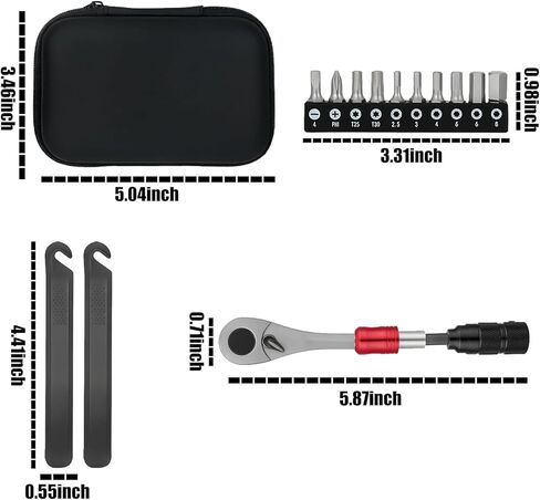 ARCUAT 28Pcs Bike Tool Kit Portable, 1/4 Inch Small Torque Wrench Magnetic Ratchet Screwdriver Set, Bicycle Repair Kit Compact for Mountain Road Electric E Ebike, Bike Tire Tube Patch with Mini Pump in Saudi Arabia