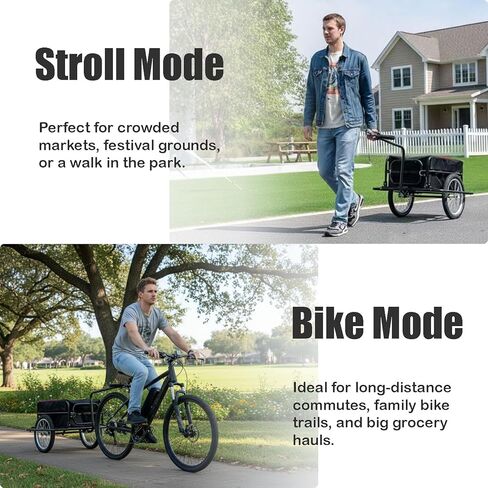 Aecskul Bike Cargo Trailer، عربة عربة دراجة مع وصلة وصل عالمية، عربة مقبض سعة تحميل 160 رطل، مقاومة للصدمات عن طريق تعليق زنبركي، مع عجلة حقيبة مقاومة للماء مقاس 16 بوصة in Kuwait