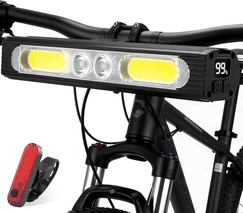 Heeykeey Bike Light for Night Riding, 1500 Lumens High&Low Beam Front Light, OLED Display USB-C Rechargeable Bicycle Light, IPX6 Waterproof Ebike Headlight with Tail Light for MTB,Off-Road,City Riding in Saudi Arabia