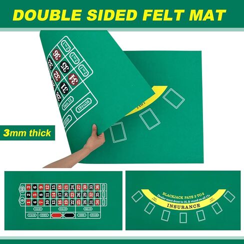 Lunmon Roulette Wheel Set Include 10 Inch Roulette Wheel, Double Sided Felt, 200 Chips, Chip Rake, Acrylic Marker, Dealer Poker Button for Casino Game Blackjack Night Party Holidays(Green) in Saudi Arabia