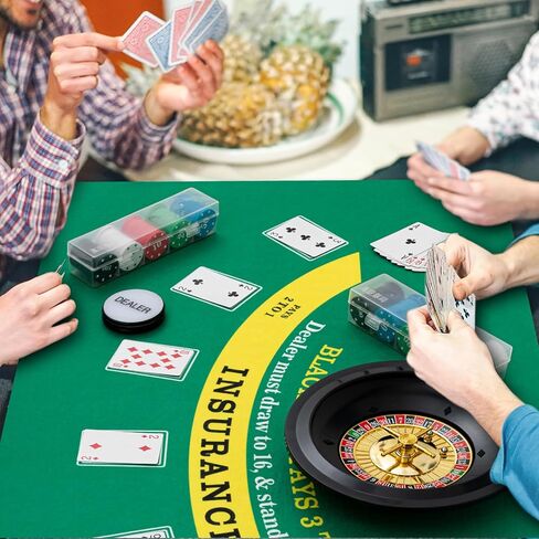 Lunmon Roulette Wheel Set Include 10 Inch Roulette Wheel, Double Sided Felt, 200 Chips, Chip Rake, Acrylic Marker, Dealer Poker Button for Casino Game Blackjack Night Party Holidays(Green) in Saudi Arabia
