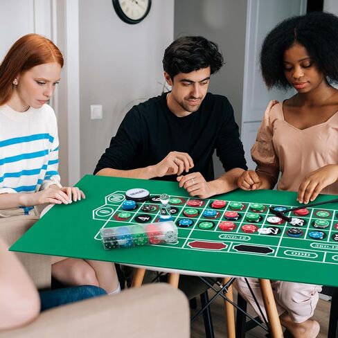 Lunmon Roulette Wheel Set Include 10 Inch Roulette Wheel, Double Sided Felt, 200 Chips, Chip Rake, Acrylic Marker, Dealer Poker Button for Casino Game Blackjack Night Party Holidays(Green) in Saudi Arabia