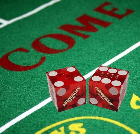 Cyber-Deals Craps & Texas Hold'em Poker Essentials Set: 2-Sided 6ft x 3ft Felt Layout, Nevada Casino Table-Played Dice & Cards, Plus Storage Pouch (Harvey's (Red Polished) - Lake Tahoe) in Saudi Arabia