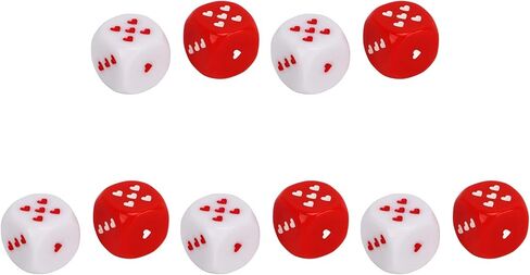 Heart Dice Kit, Plastic, 5 Pairs of Portable Heart Dice, Multiple Playing Method, Red and White for Home Travel in Saudi Arabia