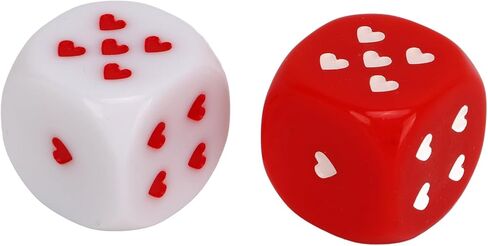 Heart Dice Kit, Plastic, 5 Pairs of Portable Heart Dice, Multiple Playing Method, Red and White for Home Travel in Saudi Arabia