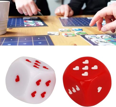 Heart Dice Kit, Plastic, 5 Pairs of Portable Heart Dice, Multiple Playing Method, Red and White for Home Travel in Saudi Arabia