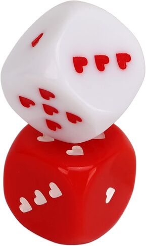 Heart Dice Kit, Plastic, 5 Pairs of Portable Heart Dice, Multiple Playing Method, Red and White for Home Travel in Saudi Arabia