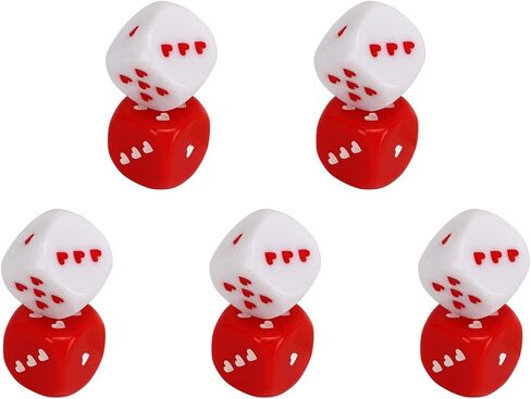 Heart Dice Kit, Plastic, 5 Pairs of Portable Heart Dice, Multiple Playing Method, Red and White for Home Travel in Saudi Arabia