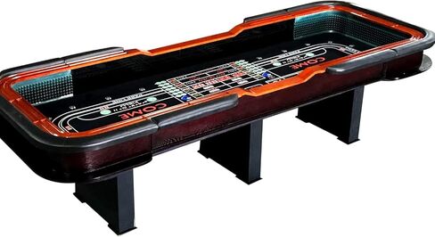 SUULEET Portable 12-Foot Professional Craps Table with Drink Rail, Padded Water-Resistant Vinyl & Pyramid Dice Rubber for Poker, Casino Nights in Saudi Arabia