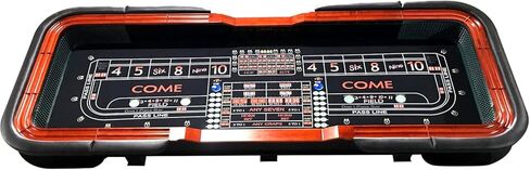 SUULEET Portable 12-Foot Professional Craps Table with Drink Rail, Padded Water-Resistant Vinyl & Pyramid Dice Rubber for Poker, Casino Nights in Saudi Arabia