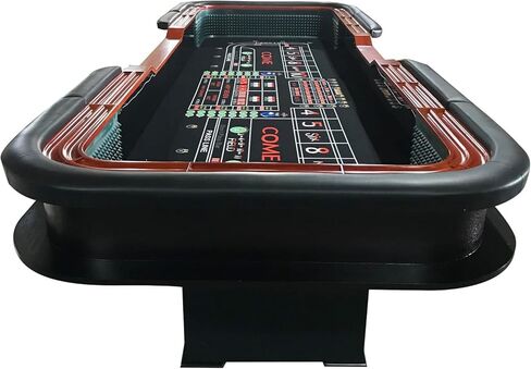 SUULEET Portable 12-Foot Professional Craps Table with Drink Rail, Padded Water-Resistant Vinyl & Pyramid Dice Rubber for Poker, Casino Nights in Saudi Arabia
