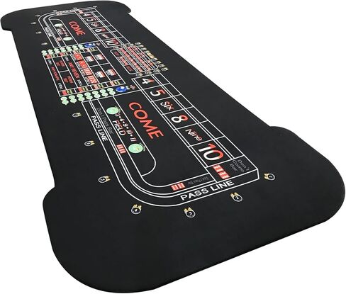 SUULEET Portable 12-Foot Professional Craps Table with Drink Rail, Padded Water-Resistant Vinyl & Pyramid Dice Rubber for Poker, Casino Nights in Saudi Arabia