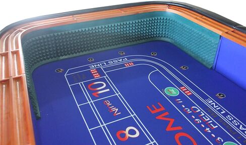 Professional 12-Feet Craps Table with Drink Rail - Water-Resistant Blue Vinyl Surface & Pyramid Dice Rubber for Home Game Nights in Saudi Arabia