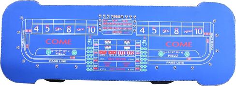 Professional 12-Feet Craps Table with Drink Rail - Water-Resistant Blue Vinyl Surface & Pyramid Dice Rubber for Home Game Nights in Saudi Arabia