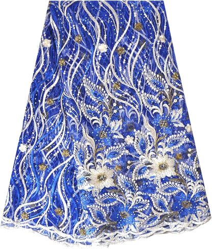 Sanvera17 African Lace Net Net Fabrics النيجيرية المطرزة الحجري الفارق النسيج الفرنسي لللباس الحفلات (أخضر) 5 ياردات in Kuwait
