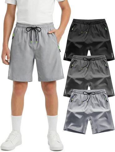 Gihuo Boys Athletic Shorts Quick Dry Lightweight Running Gym Outdoor Shorts with Zipper Pockets in Saudi Arabia