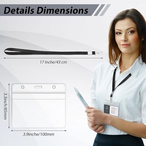 Shappy 100 Pieces Clear Name Tags with Lanyard Horizontal ID Badge Name Tag Holder Plastic Lanyards for ID Badges with Swivel Hook for Teacher Nurse Volunteer, 3 x 4 Inch(Red) in Kuwait