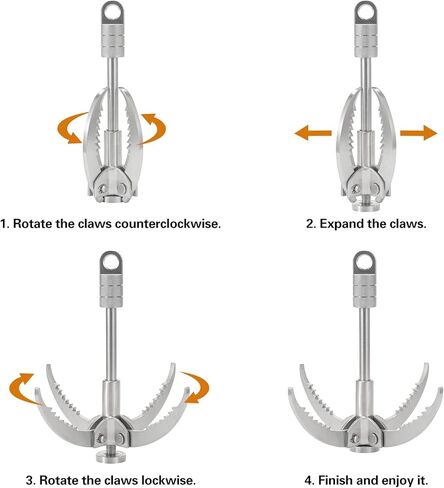 خطاف تصارع كبير من GYANDULY بحبل نايلون بطول 65 قدمًا، وخطاف من الفولاذ المقاوم للصدأ قابل للطي بأربعة مخالب للبقاء في الهواء الطلق، والتخييم، والمشي لمسافات طويلة، وأعمال الأشجار (ليس للتسلق) in Kuwait