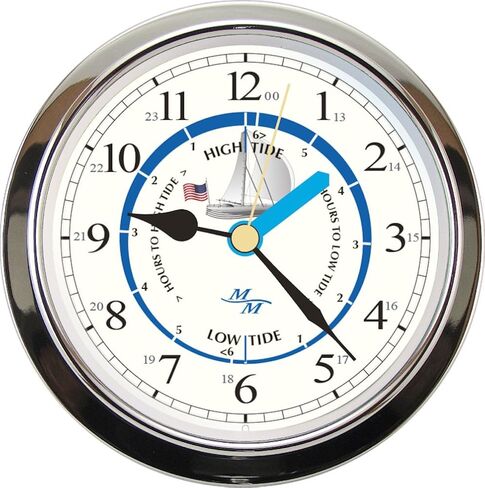 مجموعة MASTER-MARINER Patriot Collection، مجموعة هدايا المقصورة البحرية، ساعة قطرها 5.75 بوصة للوقت والمد والجزر وأدوات قياس الراحة، لمسة نهائية من الكروم، قرص باتريوت عاجي in Saudi Arabia