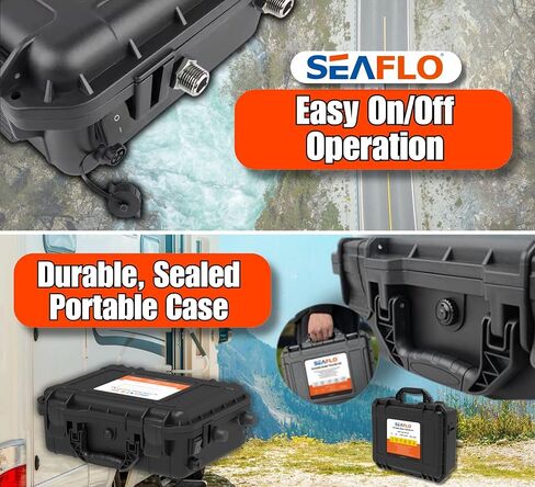 SEAFLO 56 Series Portable Washdown Pump Kit - 12V, 5.0 GPM, 70 PSI, IPX6 Waterproof, 16.4' UV-Protected Hose | For Marine, RV, and Outdoor Applications | 4-Year Warranty in Kuwait