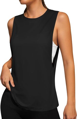 Remidoo Women's Open Side Workout Tank Top Sleeveless Shirt Muscle Tanks Crewneck Activewear in Saudi Arabia