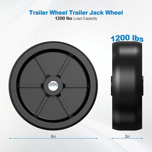 Wioxewi 6-Inch Trailer Jack Wheel Replacement – Heavy-Duty Poly Wheel for Trailer Jack, Boat Trailer Jack Wheel, and Utility Trailer Jockey Wheel – 1200 lbs Capacity (Pin Not Included) in Saudi Arabia