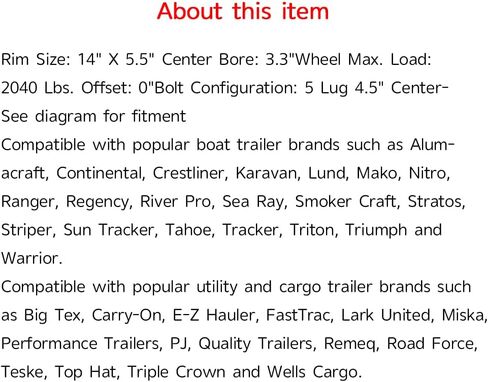 1pack 14 Inch Aluminum Trailer Wheel Hub 5 Lug On 4.5 Black Machine Face，Free center cap in Saudi Arabia