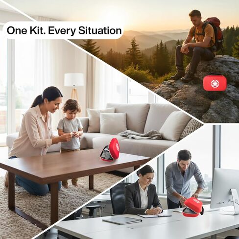 284 PCS First Aid Kit for Home, Car, Travel & Outdoor – Compact Portable Emergency Survival Kit for Camping, Hiking, Office, Business, and Public Use – Red Small Medical Essential Set in Saudi Arabia