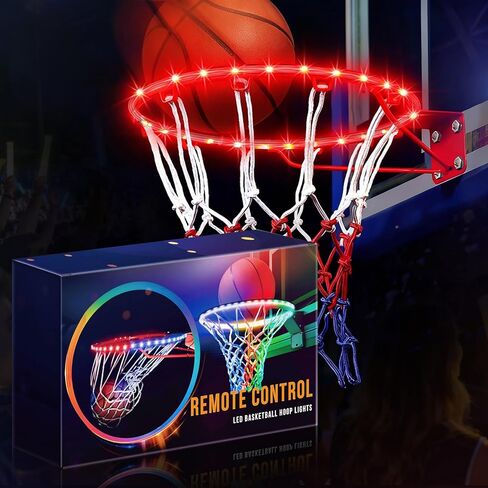 Jspotib LED Basketball Hoop Lights, Remote Contral Basketball Goal Accessories Light Up Hoop Rim, 16 Color Change, Waterproof, Basketball Gift for Youth Boys Girls Men Kids in Saudi Arabia