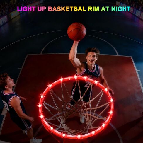 Jspotib LED Basketball Hoop Lights, Remote Contral Basketball Goal Accessories Light Up Hoop Rim, 16 Color Change, Waterproof, Basketball Gift for Youth Boys Girls Men Kids in Saudi Arabia