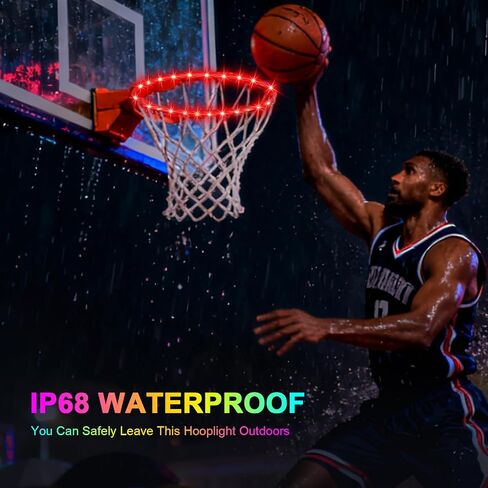 Jspotib LED Basketball Hoop Lights, Remote Contral Basketball Goal Accessories Light Up Hoop Rim, 16 Color Change, Waterproof, Basketball Gift for Youth Boys Girls Men Kids in Saudi Arabia