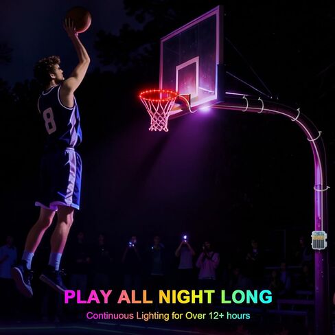 Jspotib LED Basketball Hoop Lights, Remote Contral Basketball Goal Accessories Light Up Hoop Rim, 16 Color Change, Waterproof, Basketball Gift for Youth Boys Girls Men Kids in Saudi Arabia