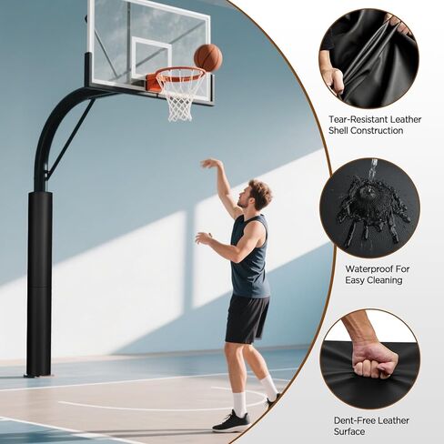 وسادة عمود كرة السلة JOMOQ مقاس 72 بوصة و60 بوصة 4.33 بوصة أشرطة معززة مقاومة للهب ومقاومة للماء بطانة عمود كرة السلة في الهواء الطلق، وصالات الألعاب الرياضية، والكراجات، ولف العمود لتغطية عمود الطابق السفلي in Kuwait