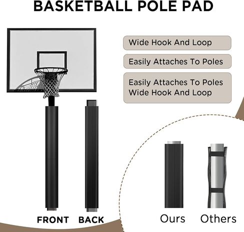 وسادة عمود كرة السلة JOMOQ مقاس 72 بوصة و60 بوصة 4.33 بوصة أشرطة معززة مقاومة للهب ومقاومة للماء بطانة عمود كرة السلة في الهواء الطلق، وصالات الألعاب الرياضية، والكراجات، ولف العمود لتغطية عمود الطابق السفلي in Kuwait